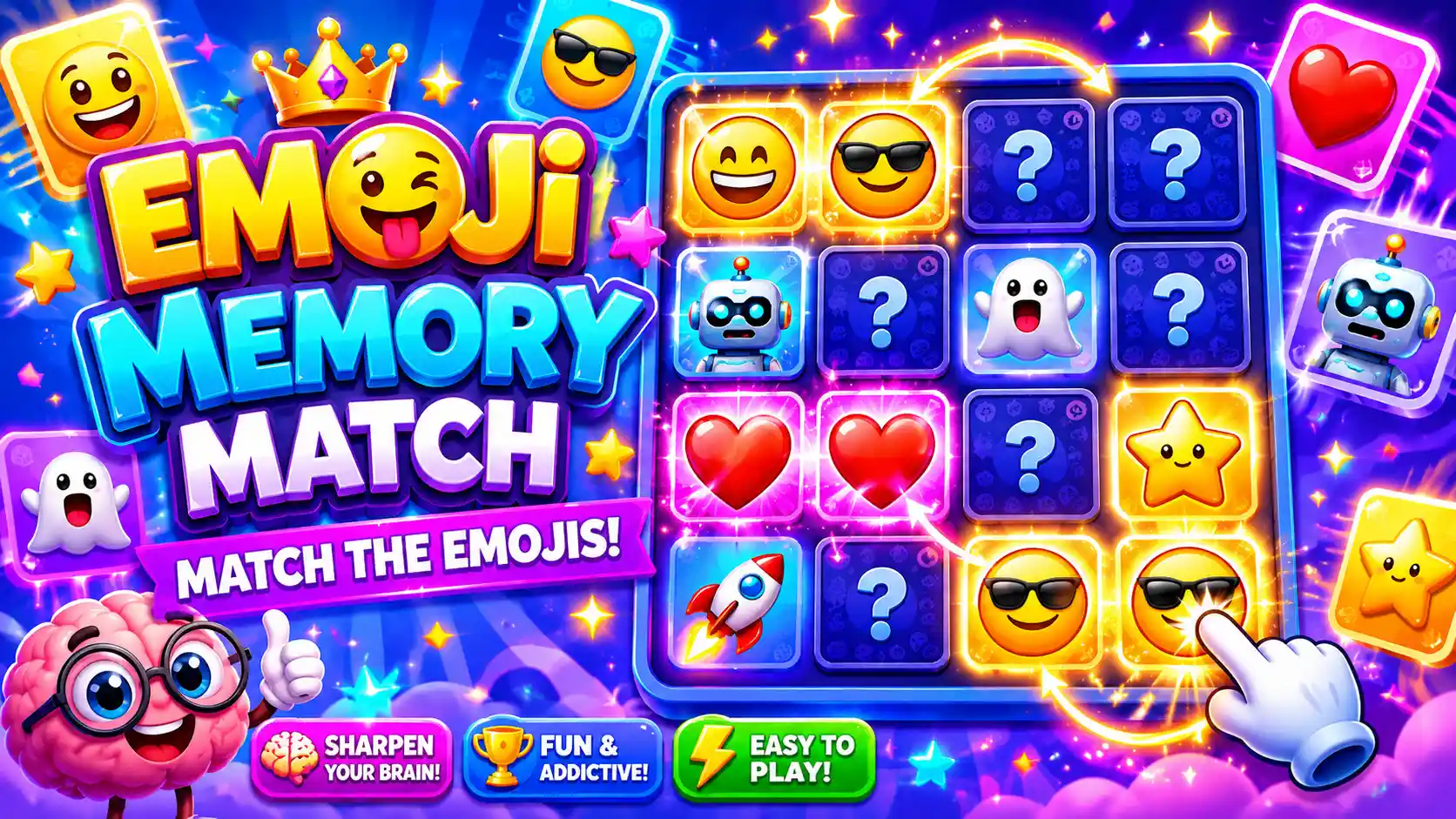 Emoji Memory Match Game Online – Free HTML5 Memory Challenge