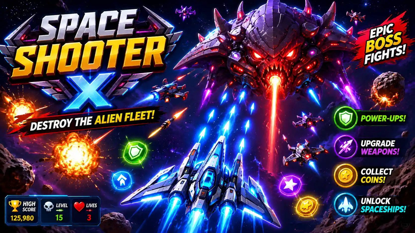 Space Shooter X Game Online – Play Free HTML5 Space Shooting Adventure